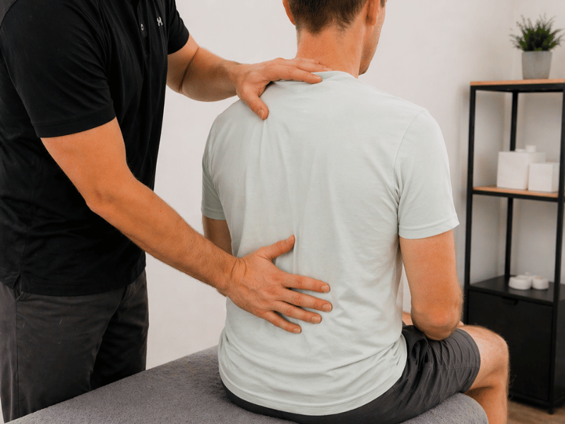 Man receiving osteopathic treatment for back pain